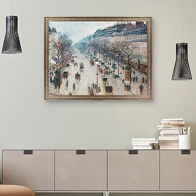 Boulevard Montmartre by Camille Pissarro Framed Canvas Wall Art