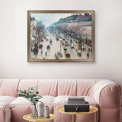 Boulevard Montmartre by Camille Pissarro Framed Canvas Wall Art