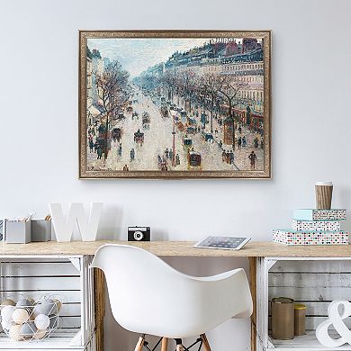 Boulevard Montmartre by Camille Pissarro Framed Canvas Wall Art