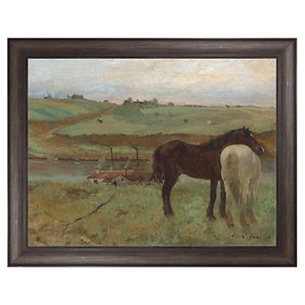 Masterpiece Horses in a Meadow Framed Canvas Wall Art