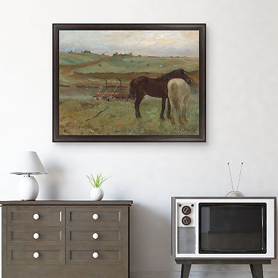 Masterpiece Horses in a Meadow Framed Canvas Wall Art