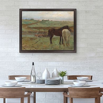 Masterpiece Horses in a Meadow Framed Canvas Wall Art