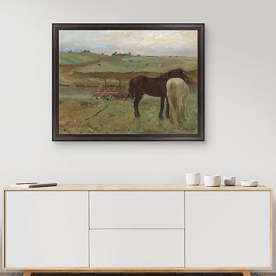 Masterpiece Horses in a Meadow Framed Canvas Wall Art