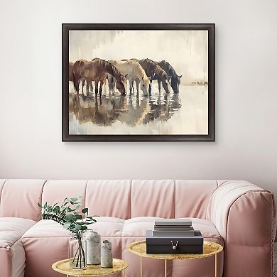 Masterpiece Herd of Horses Framed Canvas Wall Art