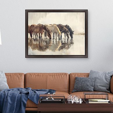 Masterpiece Herd of Horses Framed Canvas Wall Art