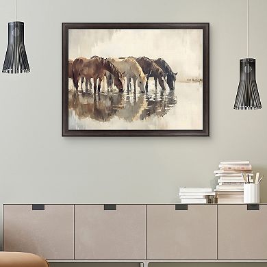 Masterpiece Herd of Horses Framed Canvas Wall Art