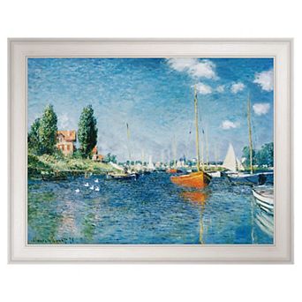 Masterpiece Red Boats at Argenteuil by Claude Monet Framed Canvas Wall Art