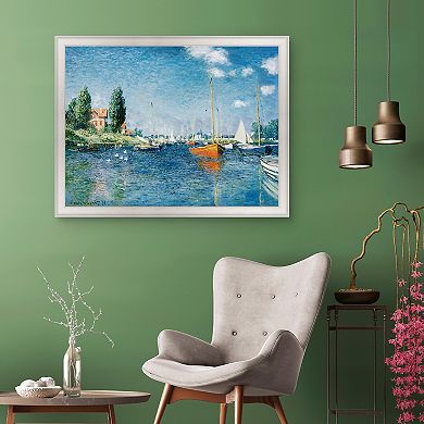 Masterpiece Red Boats at Argenteuil by Claude Monet Framed Canvas Wall Art
