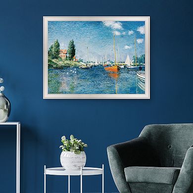 Masterpiece Red Boats at Argenteuil by Claude Monet Framed Canvas Wall Art