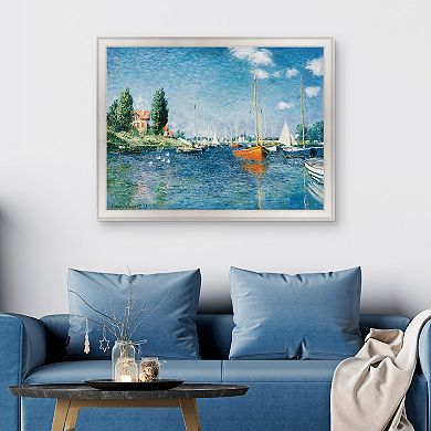 Masterpiece Red Boats at Argenteuil by Claude Monet Framed Canvas Wall Art