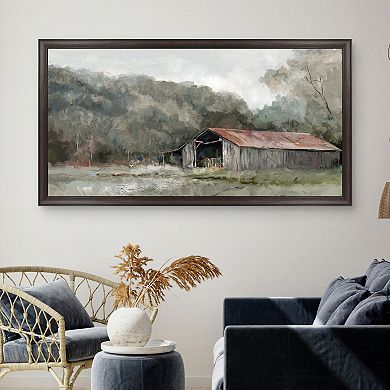 Masterpiece Old Gray Barn Framed Canvas Wall Art