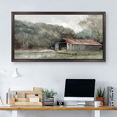 Masterpiece Old Gray Barn Framed Canvas Wall Art