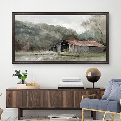 Masterpiece Old Gray Barn Framed Canvas Wall Art