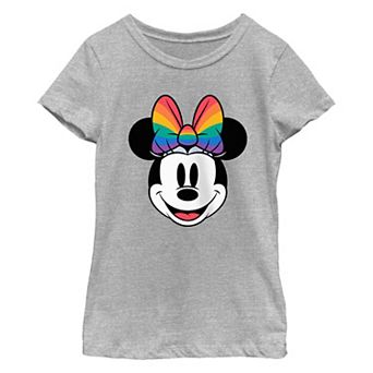 Disney's Minnie Mouse Rainbow Print Bow Girls 7-16 Graphic Tee