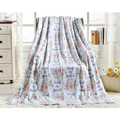 Elegant Comfort Religious Flannel Fleece Throw Blanket - Velvet Feel, 50 X 70 Inches.