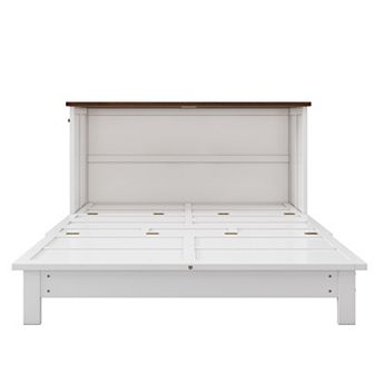 Merax Solid Pine Murphy Bed Chest with Charging Station and Large Storage Drawer