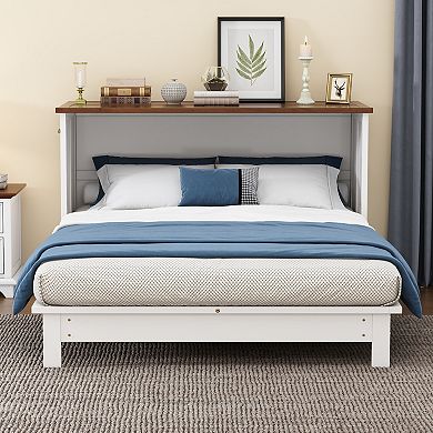 Merax Solid Pine Murphy Bed Chest with Charging Station and Large Storage Drawer