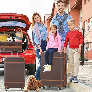 Merax Hardshell Luggage Sets 4 Pieces 20"+24"+28" Luggages and Cosmetic Case Spinner Suitcase