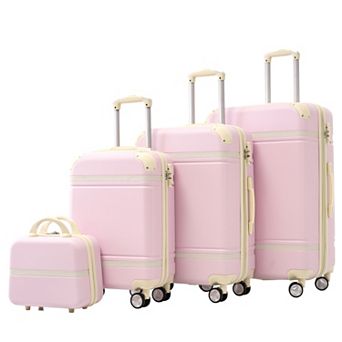 Merax Hardshell Luggage Sets 4 pc 20"+24"+28" Luggages and Cosmetic Case Spinner Suitcase