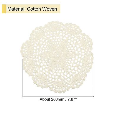 Crochet Doilies, 8Pcs 8" Handmade Crochet Cotton Coaster, Round Lace Placemats