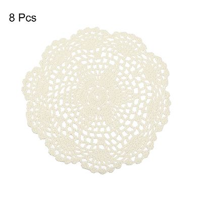 Crochet Doilies, 8Pcs 8" Handmade Crochet Cotton Coaster, Round Lace Placemats