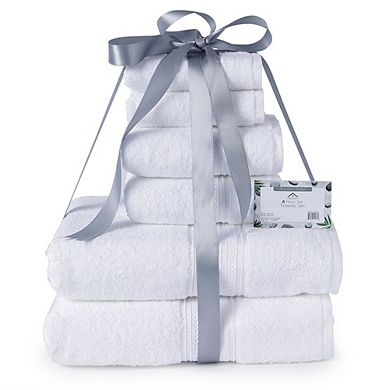 6-Piece 100% Cotton Plush Towel Set 2 Bath, 2 Hand & 2 Washcloths 650 GSM Absorbent Towels