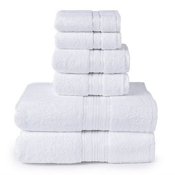 6 pc 100% Cotton Plush Towel Set 2 Bath, 2 Hand & 2 Washcloths 650 GSM Absorbent Towels