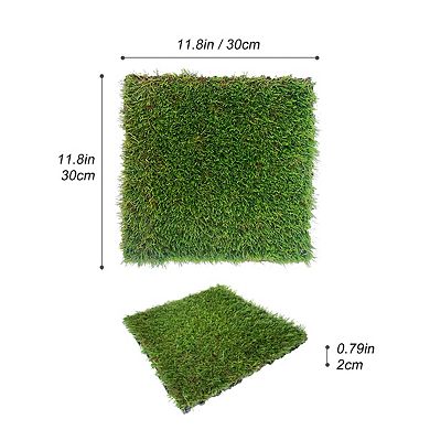 Mondawe Set of 35pcs 12x12in Artificial Grass Turf Tiles Interlocking Grass Tiles Self-draining