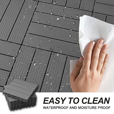 Mondawe Indoor & Outdoor Plastic Composite Deck Tiles Set of 35pcs, 12x12" Composite Decking