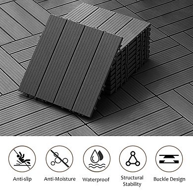 Mondawe Indoor & Outdoor Plastic Composite Deck Tiles Set of 35pcs, 12x12" Composite Decking