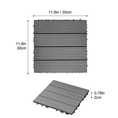 Mondawe Indoor & Outdoor Plastic Composite Deck Tiles Set of 35pcs, 12x12" Composite Decking