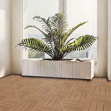 Mondawe Indoor & Outdoor Plastic Composite Deck Tiles Set of 35pcs, 12x12" Composite Decking