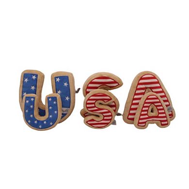 Usa Sugar Cookie Dog Toy - 4th Of July, Memorial Day, Patriotic Pet Plush Squeak Toys
