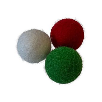 Midlee Wool Felt Ball Christmas Cat Balls- Set Of 3