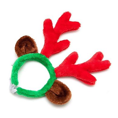 Midlee Reindeer Antlers and Green/Red Bell Collar for Large Dogs