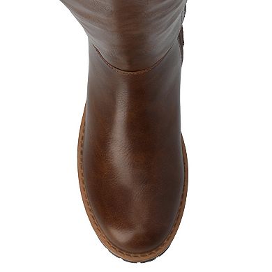 Journee Morrigan Women's Elastic Stretch Thigh-High Round Toe Boots