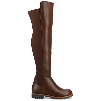 Journee Morrigan Women's Elastic Stretch Thigh-High Round Toe Boots