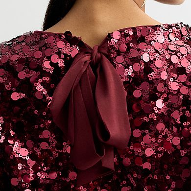 Women's Nine West Short Sleeve Sequin Party Top