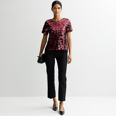 Women's Nine West Short Sleeve Sequin Party Top