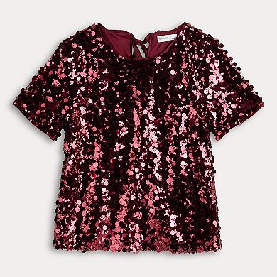 Women's Nine West Short Sleeve Sequin Party Top