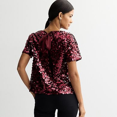 Women's Nine West Short Sleeve Sequin Party Top