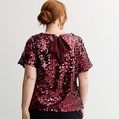 Plus Size Nine West Short Sleeve Party Top