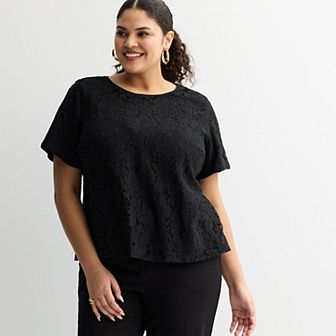 Plus Size Nine West Short Sleeve Party Top