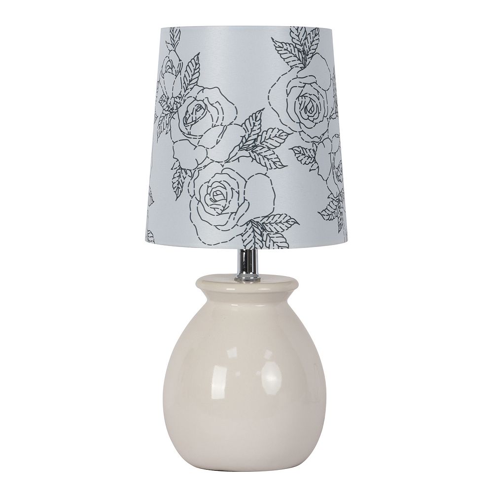 White Accent Lamp with Floral Shade