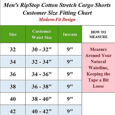 Men's Galaxy by Harvic Rugged Trail Stretch Ripstop Cargo Shorts With Belt