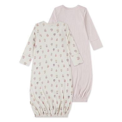 Newborn Baby Girls Huggies Babywear® 100% Organic 2-Pack Floral Layette Gowns