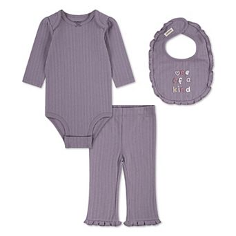 Newborn Baby Girls Huggies Babywear® Bodysuit Pants & Bib 3 pc Set