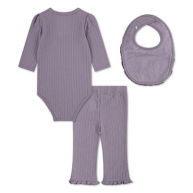 Newborn Baby Girls Huggies Babywear® Bodysuit Pants & Bib 3-Piece Set