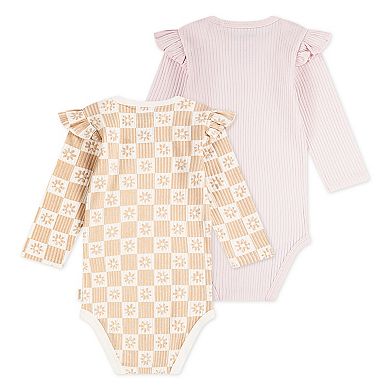 Newborn Baby Girls Huggies Babywear 100% Organic Ruffle Sleeve Bodysuits 2-Pack