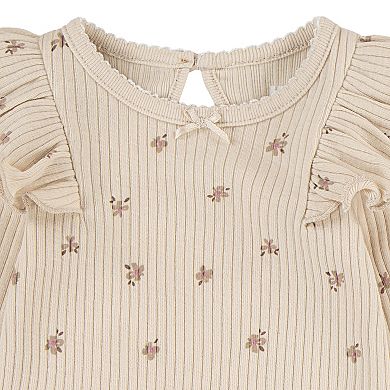 Newborn Baby Girls Huggies Babywear® 100% Organic Ruffle Bodysuit Pants & Headband 3-Piece Set